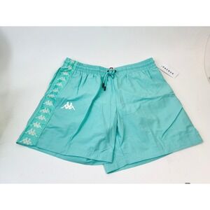Kappa 222 Banda Coney Mens Aqua White Antique Swim Trunks Large NEW